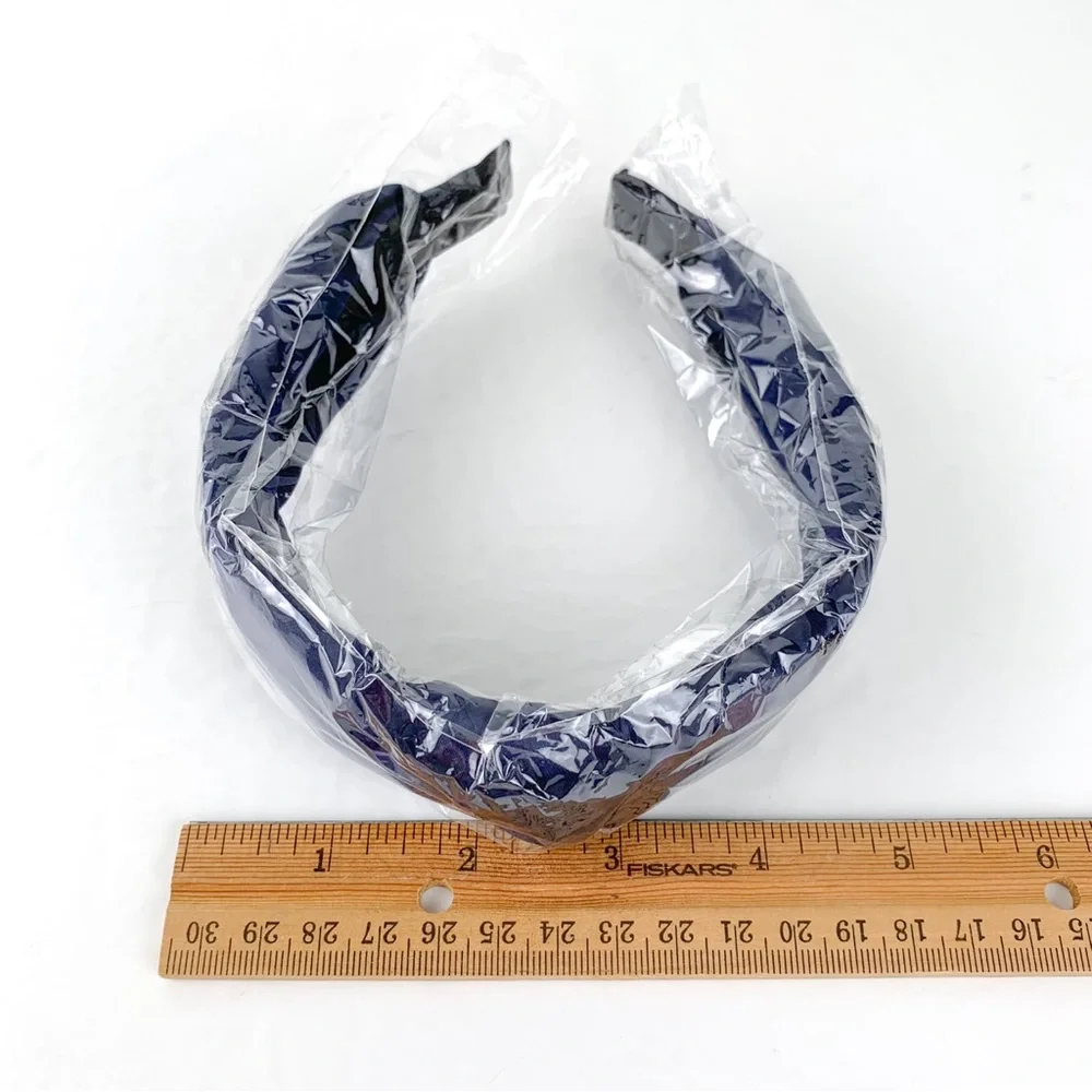 Navy satin headband women's unbranded hair band navy blue satin with knot detail